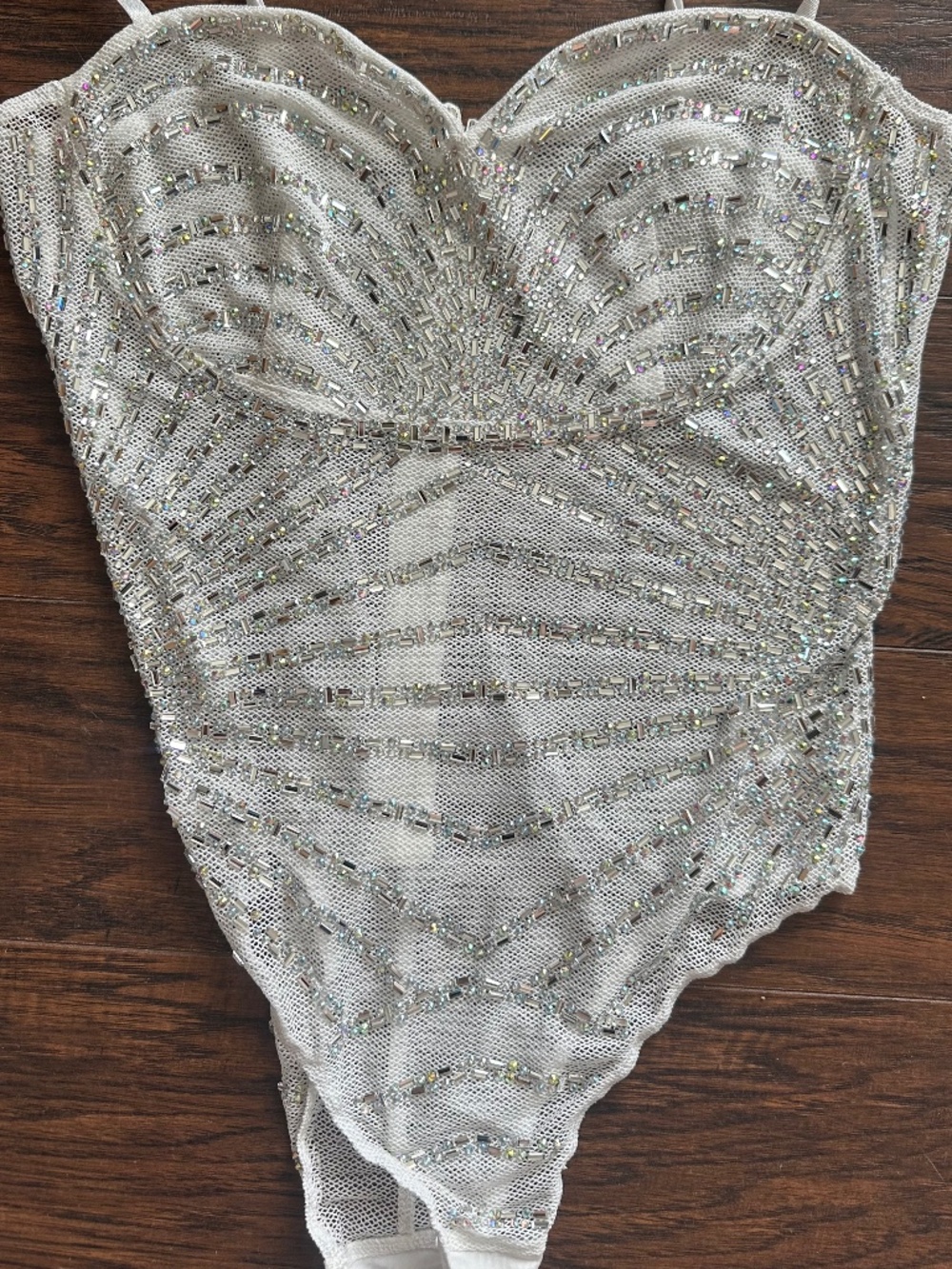 Bridal white rhinestone bodysuit like new - Picture 2 of 5